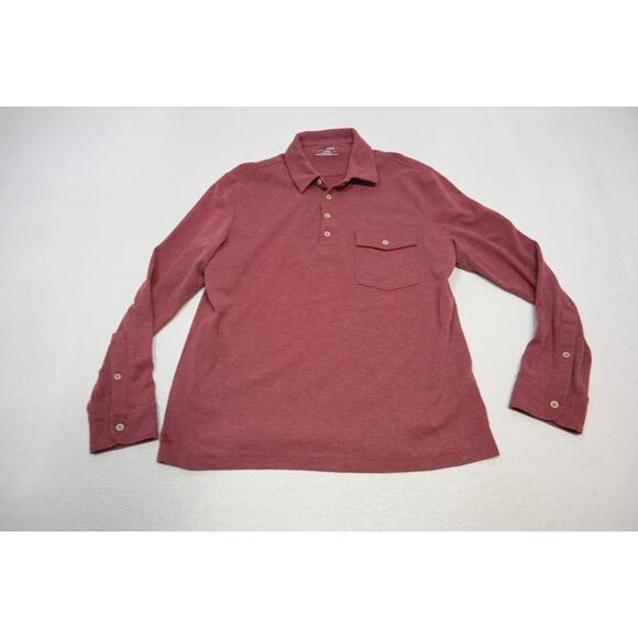 Untuckit Golf Polo Performance Long Sleeve Dark Red Shirt Mens Size Large - Picture 5 of 10